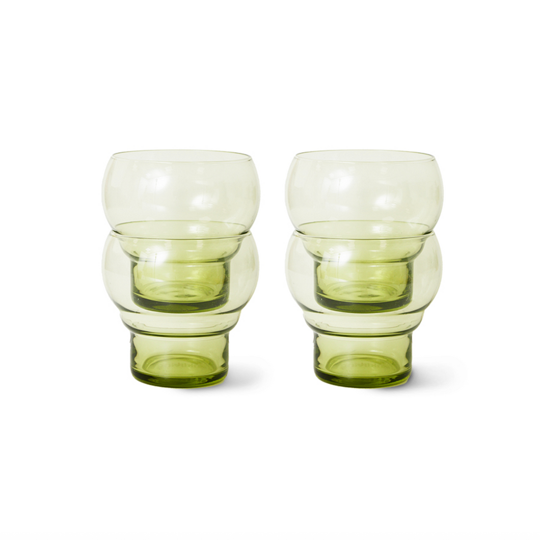 HKLIVING Mint Green Bulb Glass Set