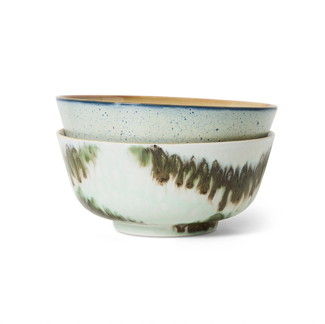 HKLIVING 70's Ceramic Ramen Bowls - Minimalist - Set of Two