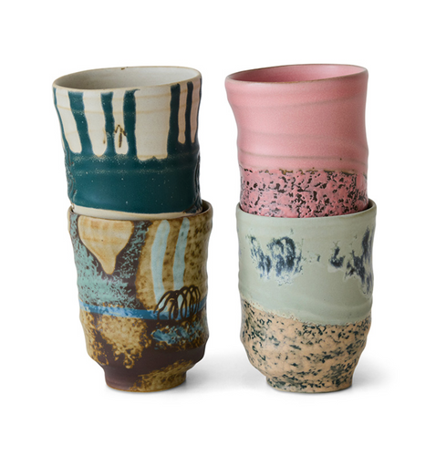 HKLIVING Artist Ceramics: Coffee Mugs - Set of Four