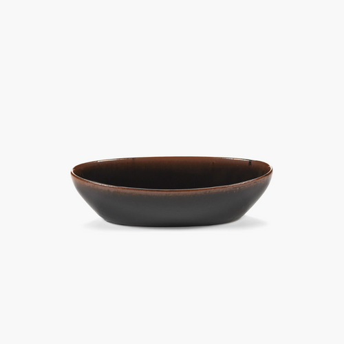 Out of Lines Oval Bowl Dark Brown