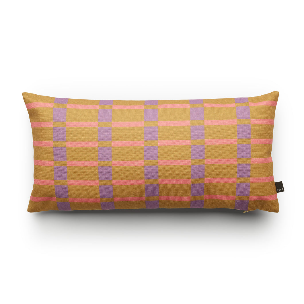 Caramel Stripes and Checks Cushion