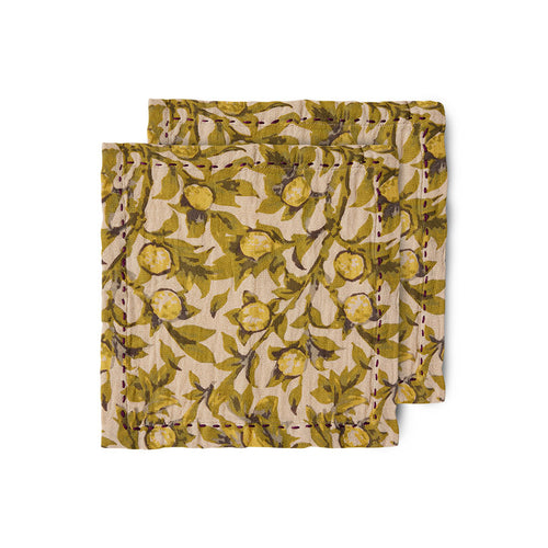 HKliving Mediterranean Olive Cotton Napkins - Set of 2