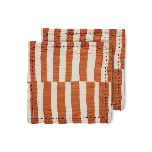 HKliving Mediterranean Striped Tangerine Cotton Napkins - Set of 2