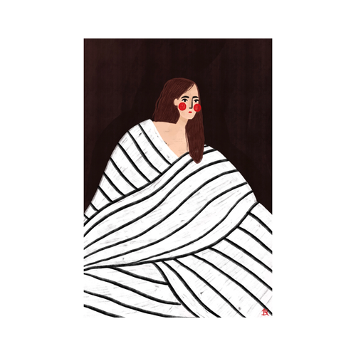 The Woman with the Black and White Stripes - A3 Print