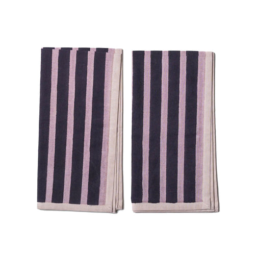 Block Stripe Napkins - Aubergine & Mauve