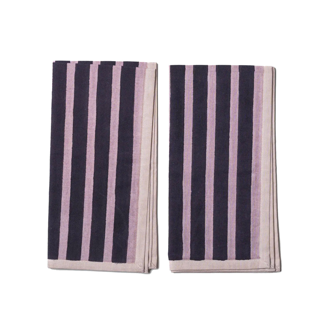 Block Stripe Napkins - Aubergine & Mauve