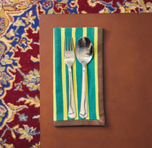 Load image into Gallery viewer, Block Stripe Napkins - Lemon  &amp; Forest Green