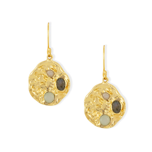 Rhode Gemstone Coin Earrings