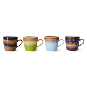HKliving 70's Ceramic Solid Cappuccino Mugs - Set of Four