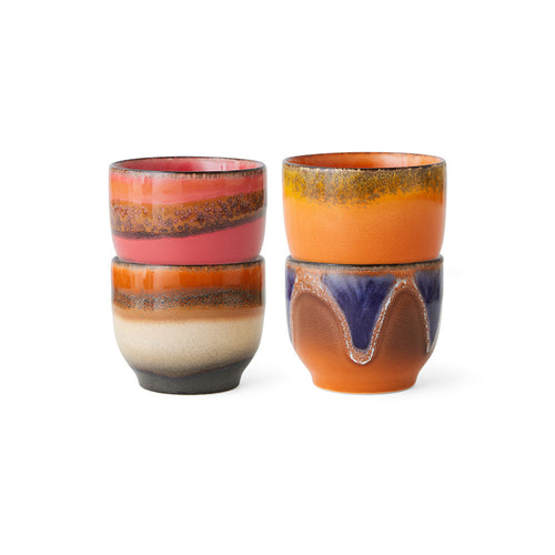 HKliving 70's Ceramics Java Coffee Cups - Set of 4