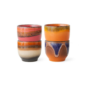 HKliving 70's Ceramics Java Coffee Cups - Set of 4