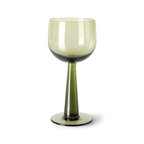 HKliving The Emeralds Tall Wine Glass - Olive