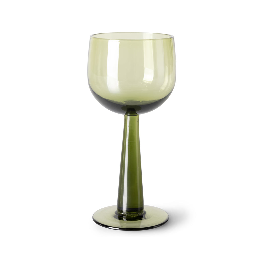 HKliving The Emeralds Tall Wine Glass - Olive