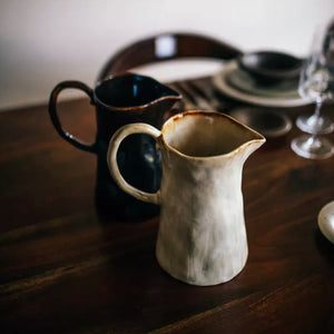 Rustic Style Off-White & Brown Water Pitcher