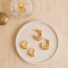 Load image into Gallery viewer, Casey Chunky Gold Hollow Hoop Earrings