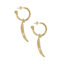 Load image into Gallery viewer, Gold Chili Charm Hoop Earrings