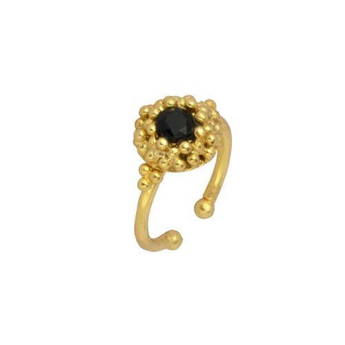 Maine Black Onyx Flower Ring