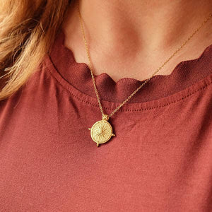 Greek Gold Coin Boho Layering Necklace Pendant
