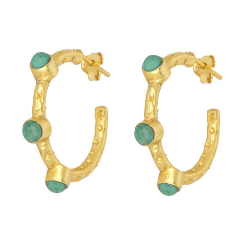 Mini Cruise Green Agate Hoops