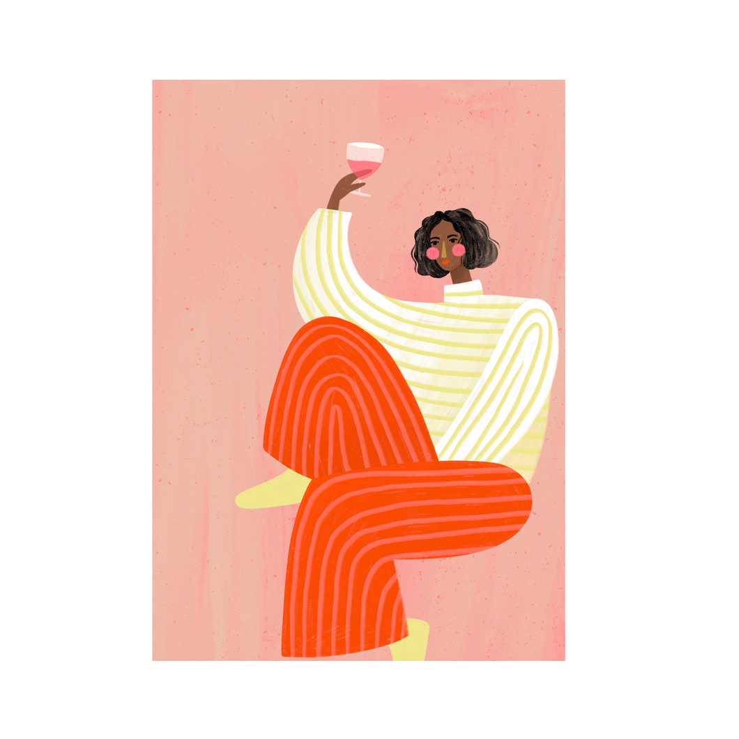 The Woman with the Glass of Wine - A3 Print