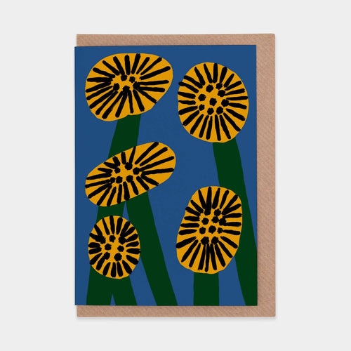 Memphis Flowers Yellow Greetings Card