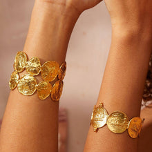Load image into Gallery viewer, Double Row Gold Coin Cuff