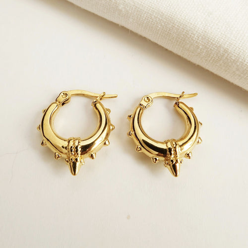 Gold Tribal Style Hoop Earrings