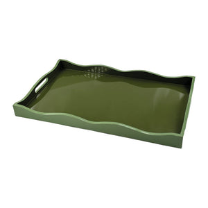 Green Rectangular Wavy Tray