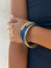 Load image into Gallery viewer, Navy Blue Lacquered Buffalo Horn Bangle
