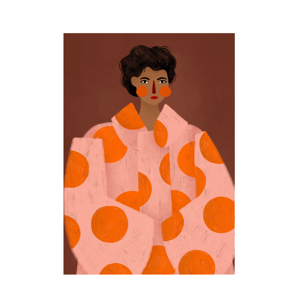 The Woman with the Orange Dots - A3 Print
