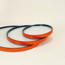 Load image into Gallery viewer, Medium Round Orange Grey Lacquered Tray