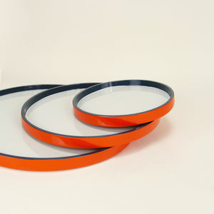 Small Round Orange Grey Lacquered Tray