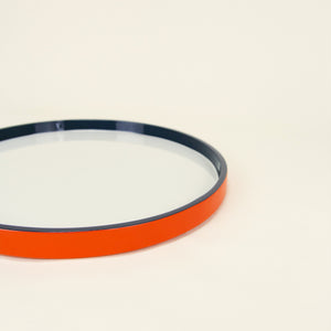 Small Round Orange Grey Lacquered Tray