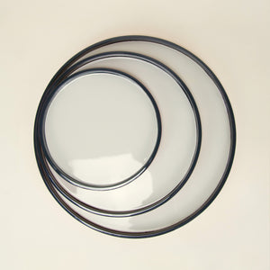 Small Round Orange Grey Lacquered Tray