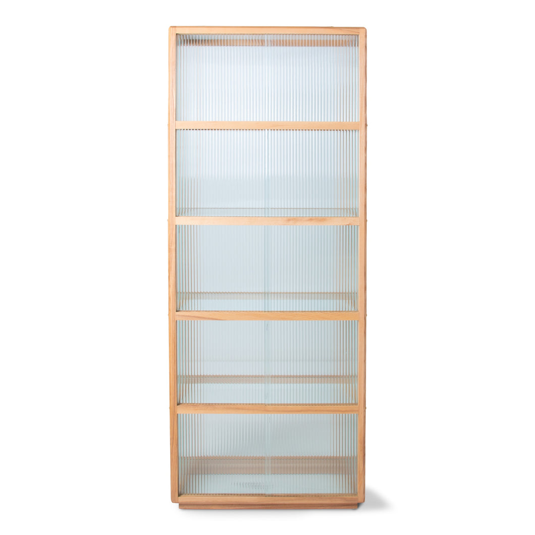 HKliving Ribbed Glass Display Cabinet