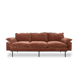 HKliving Retro Velvet 3 Seat Sofa - Ex-display