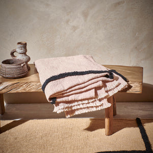 HKliving Soft Woven Throw Nude With Tufted Lines