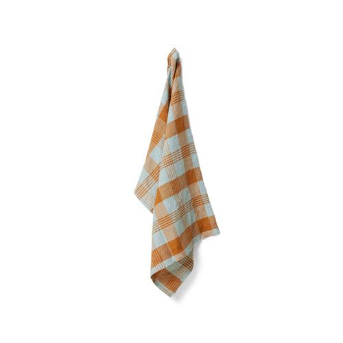 HKliving Check Tea Towel - Amber & Blue