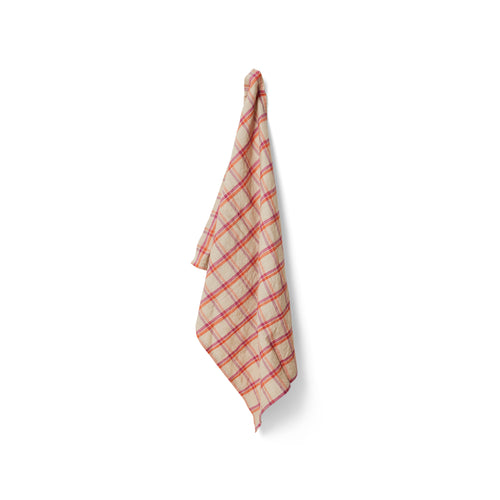 HKliving Check Tea Towel - Strawberry & Cream