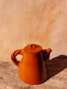 Twisted Handle Teapot Terracotta