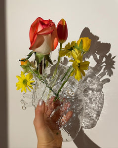 "Love In Bloom" Glass Heart Vase