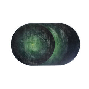 Oval Optical Rug in Dark Green