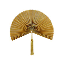 Load image into Gallery viewer, Wallhanging Bamboo Gold Fan Small
