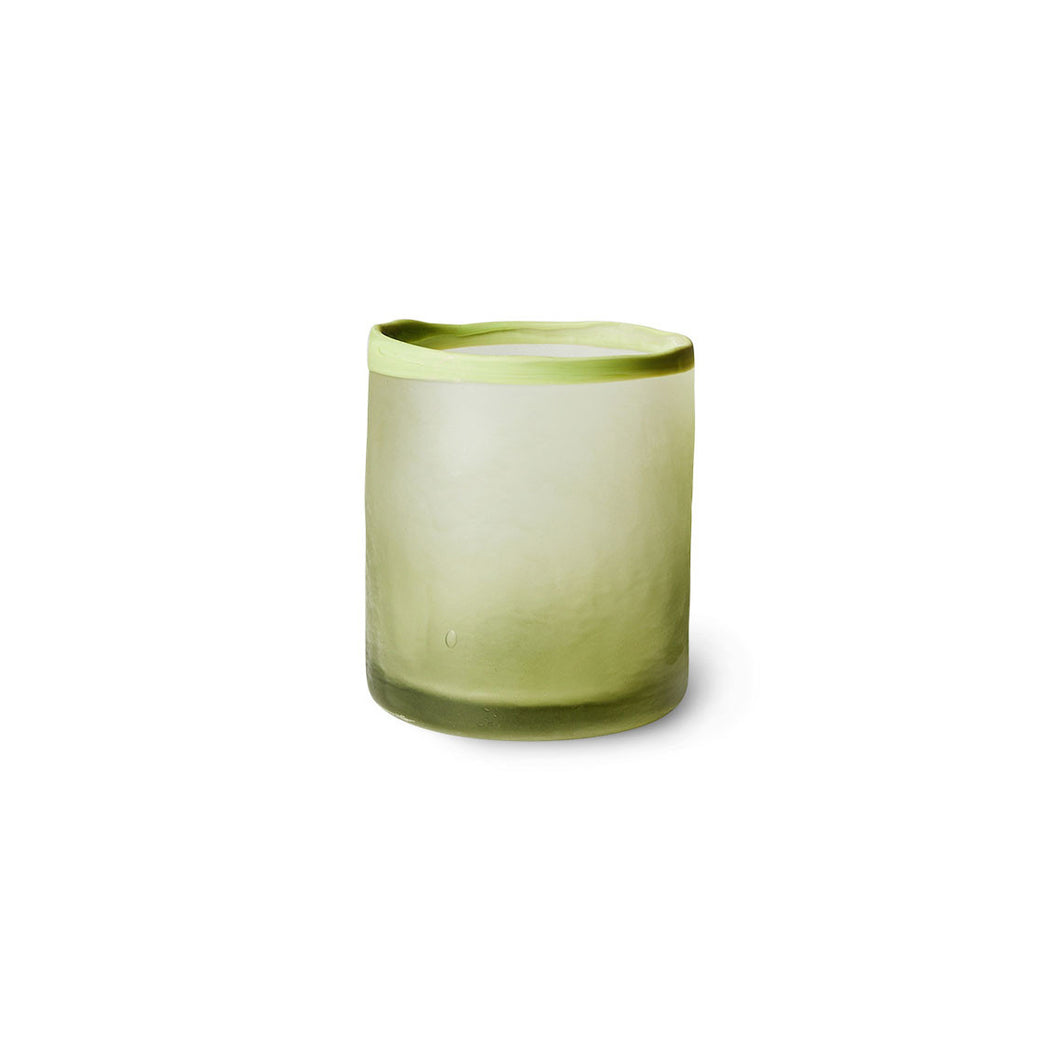 HKliving Glass Tea Light Light - Olive