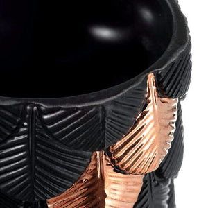 Black Plumage Ceramic Vase With Rose Gold Details