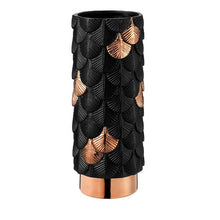 Load image into Gallery viewer, Black Plumage Ceramic Vase With Rose Gold Details