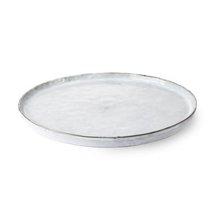 HKliving White-washed Round Dinner Plate