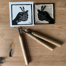 Load image into Gallery viewer, Lavender Hand Handprinted Card