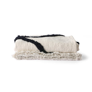 HKliving Off White Soft Woven Throw With Tufted Line
