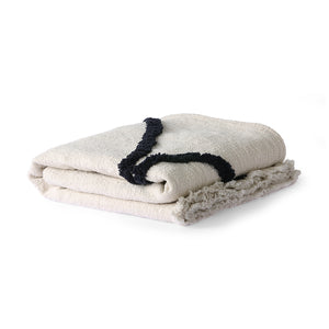 HKliving Off White Soft Woven Throw With Tufted Line
